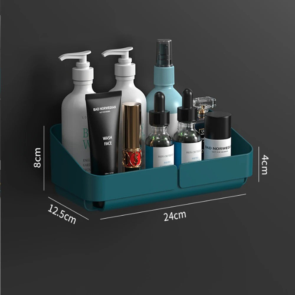 Rack de Conveniência para Banheiro Cozinha Prateleira Organizador de Maquiagem Cosméticos Shampoo Rack Prateleira de Chuveiro de Parede para Temperos Sem Perfuração