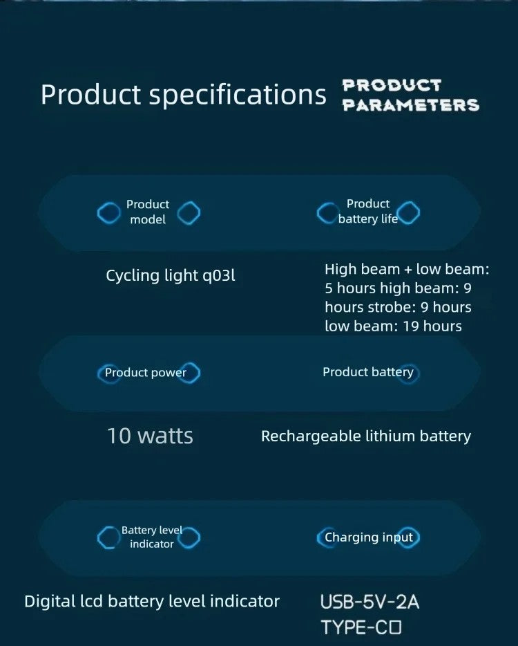 BUCKLOS 4000mAh Bicycle Lights Front with Horn Aluminium Alloy Bike Haedlight Type-C Charging Bike lights Bicycle Accessories