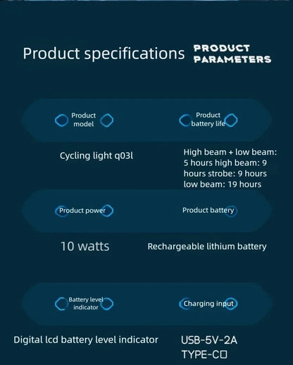 BUCKLOS 4000mAh Bicycle Lights Front with Horn Aluminium Alloy Bike Haedlight Type-C Charging Bike lights Bicycle Accessories