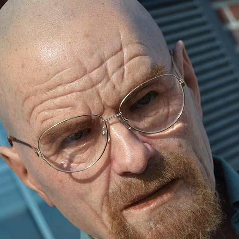 Mr White Mask Halloween New Bald Old Man Headgear Real Cosplay Props Photography Accessories