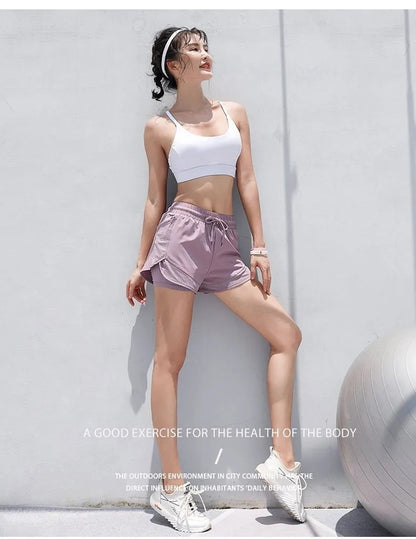 Summer sports shorts, women's loose casual anti-walking, light speed drying, high-waisted running, fitness, yoga, thin, breathab