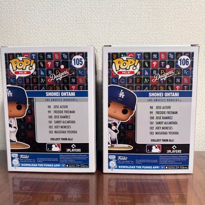 Funko Pop Baseball League Dodgers Shohei Ohtani Q-Edition Boneco de Ação Modelo 105 106 Boneco de Vinil Artesanal Presente Fofo para Fã