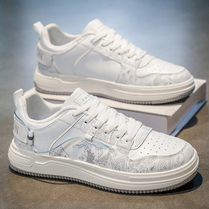 Mens Board Shoes Daily Street Trendy  Comfortable Flat Tennis Shoes Lightweight Thick Soled Casual Sneakers for Men