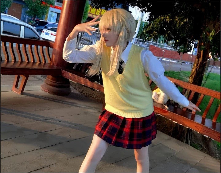 Maka Albarn Cosplay Anime Soul Eater Costume Adult Women Skirt Gloves Uniform Suit Halloween Party Role Play Outfit Maka Cos wig