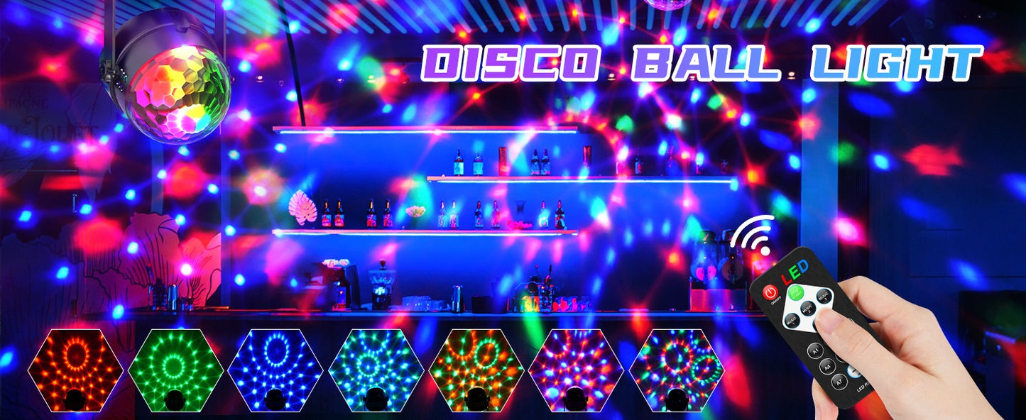 U'King 4PCS RGB LED Stage Disco Light Rotating DJ Ball Strobe Remote Control LED Magic Ball Light Christmas Party Club Show Lamp