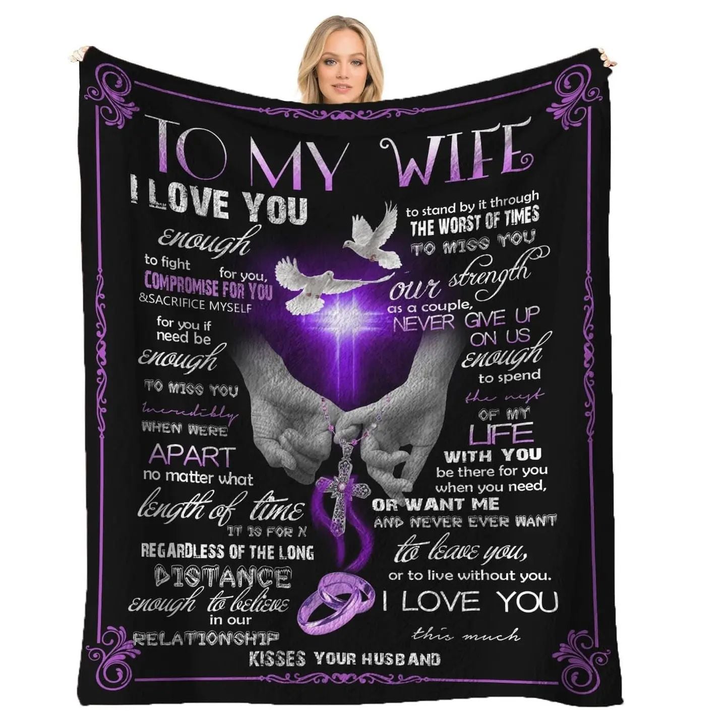 [SummerVibes] CLASSIC Wife Blanket Gifts for Wife on Mothers Day To My Wife Soft Throw Blanket Christmas Birthday Present for Wife From Husband Romantic Gifts for Her,All-Season Universal Blanket