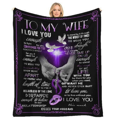 [SummerVibes] CLASSIC Wife Blanket Gifts for Wife on Mothers Day To My Wife Soft Throw Blanket Christmas Birthday Present for Wife From Husband Romantic Gifts for Her,All-Season Universal Blanket