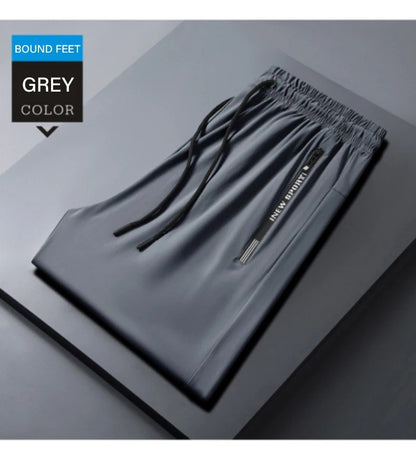 Ice Silk New Pants for Men's Summer Thin Style Sports Quick Dried Straight Leg Draping Wide Leg Pants Casual Long Pants for Men