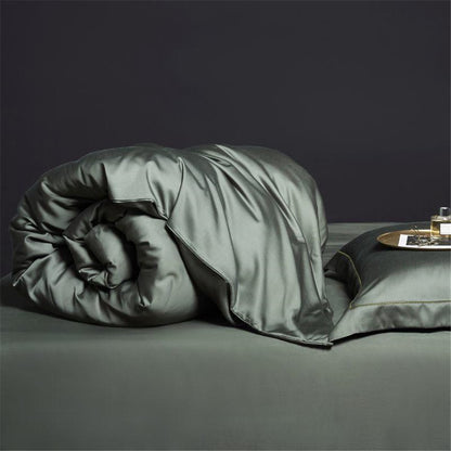Liv-Esthete Conjunto de Cama Verde Escuro 100% Seda Saudável Pura Seda Luxo Queen King Capa de Edredom Lençol de Elástico Fronha Conjunto de Roupa de Cama