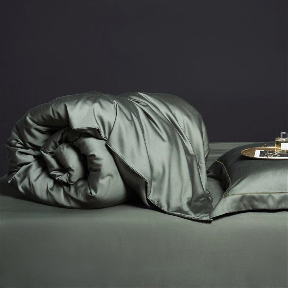 Liv-Esthete Conjunto de Cama Verde Escuro 100% Seda Saudável Pura Seda Luxo Queen King Capa de Edredom Lençol de Elástico Fronha Conjunto de Roupa de Cama