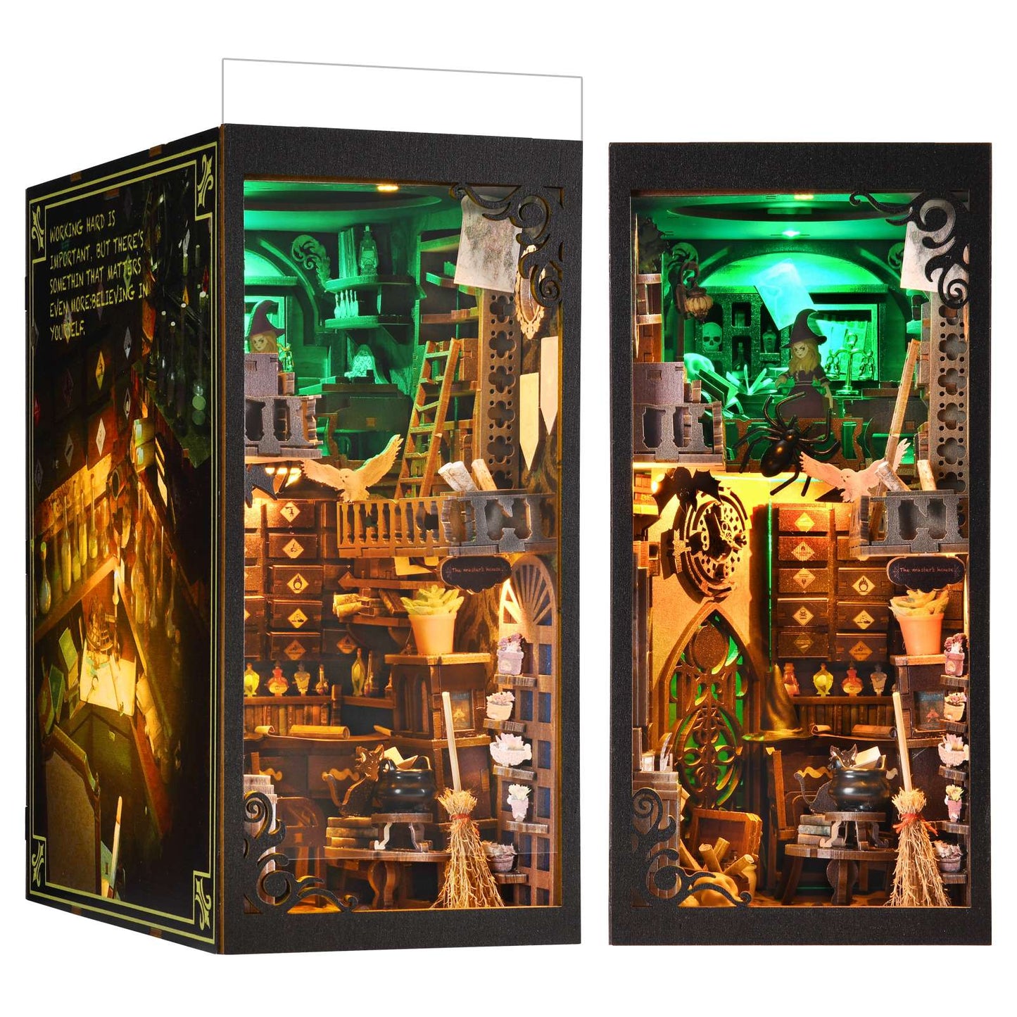 DIY Book Nook Kit 3D Wooden Puzzle Home Decoration DIY House Kit For Bookshelf Miniature Insert Magic Book House Stand Bookshelf