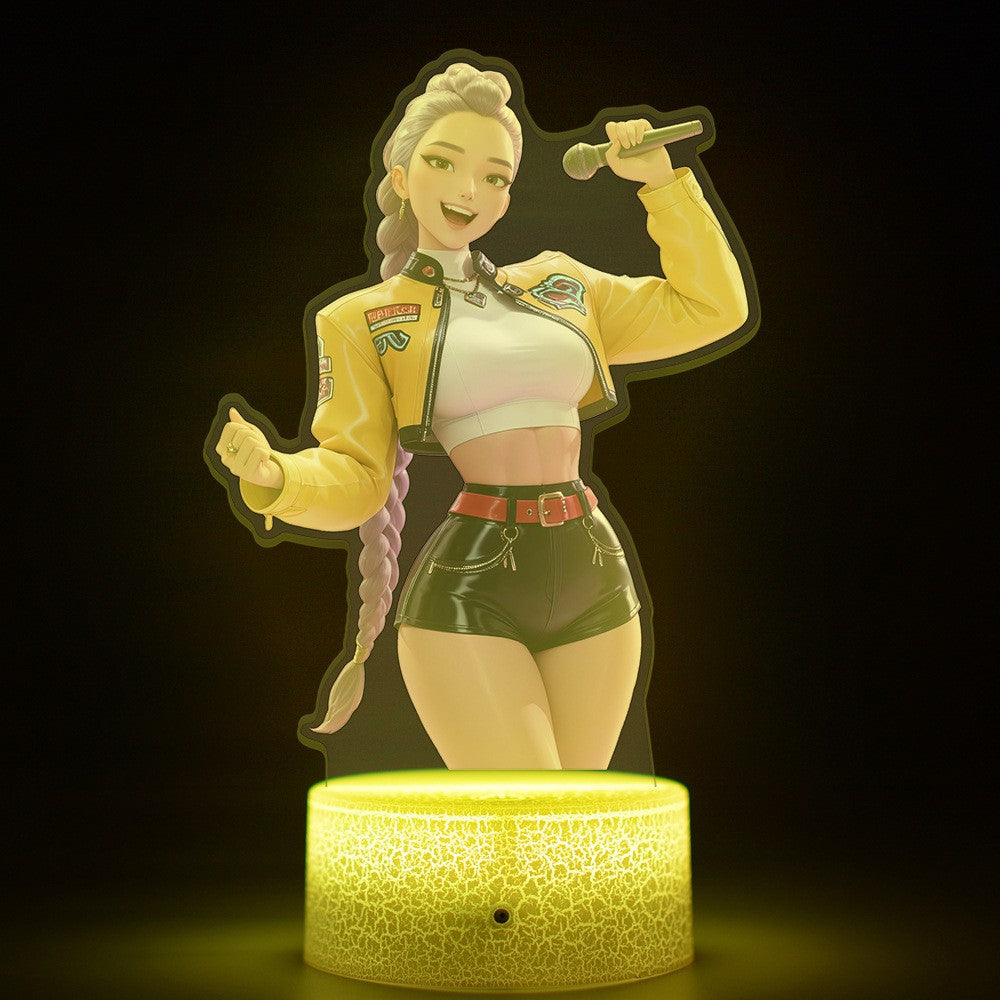 KPop K-POP Demon Hunters Kawaii Zoe Mira Rumi Saja Boys Superstar Monochrome Light Remote Control 16 Color Light Night Light