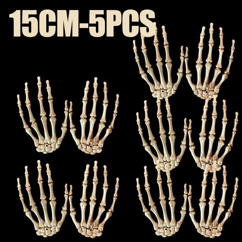 1 Pair Of Halloween Skeleton Hands Haunted House Bar Party Plastic Horror Props Dummy Hands Bones Halloween Scene Decor Supplies
