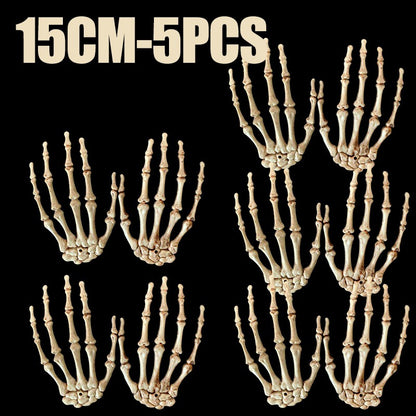 1 Pair Of Halloween Skeleton Hands Haunted House Bar Party Plastic Horror Props Dummy Hands Bones Halloween Scene Decor Supplies