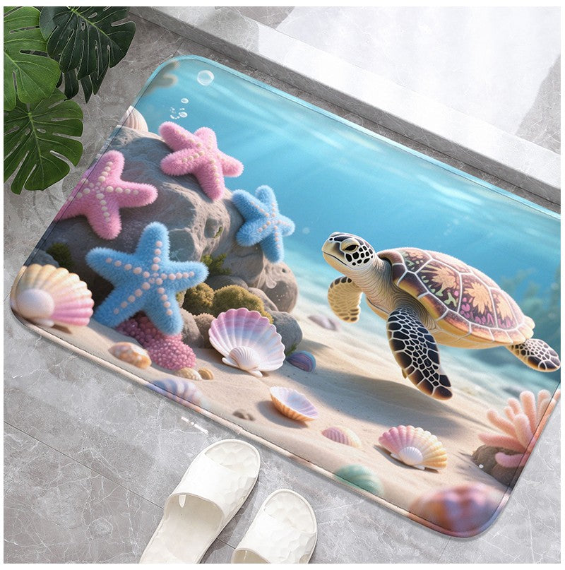 Pink jellyfish pattern bathroom floor mat, water absorbing small carpet, toilet seat mat, decorative mat, machine washable