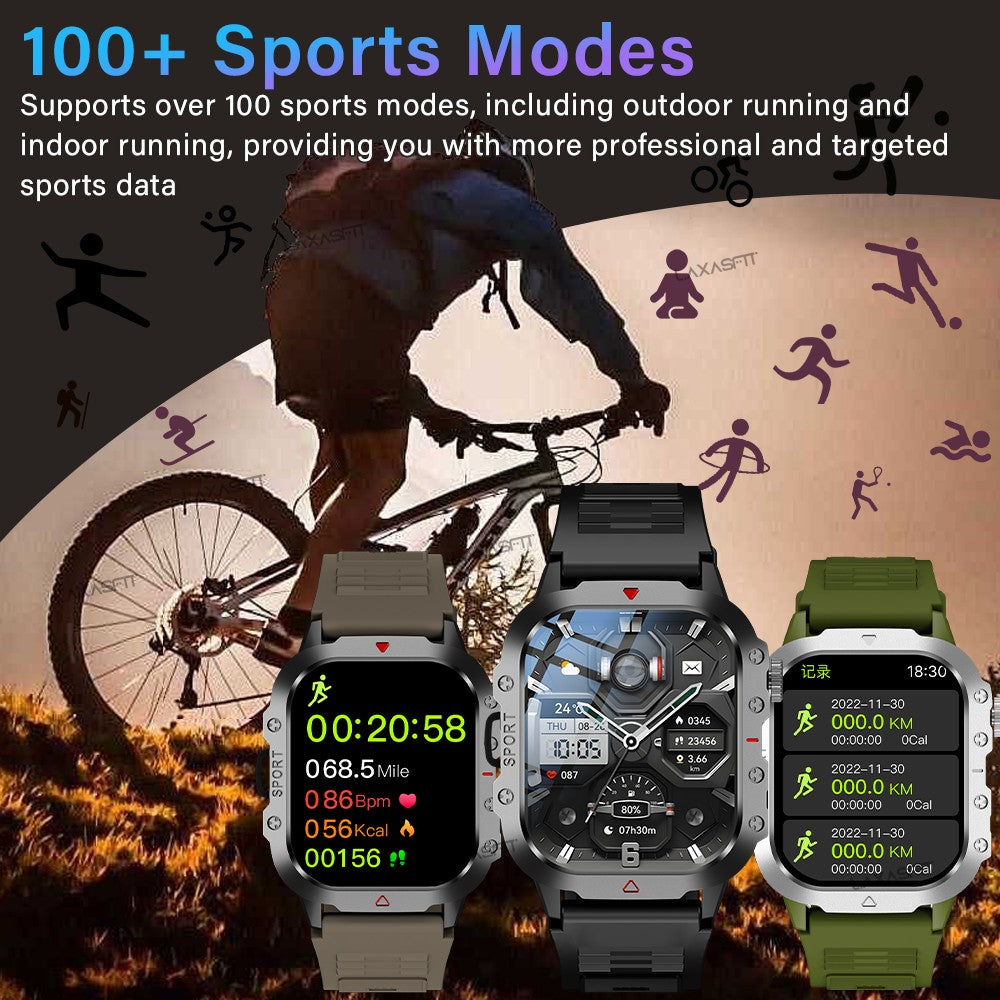 KESHUYOU Relógio Inteligente Esportivo ao Ar Livre Tela HD de 2.01 polegadas Lanterna LED Chamada Bluetooth Relógio Inteligente para Homens Mulheres Presentes de Feriado