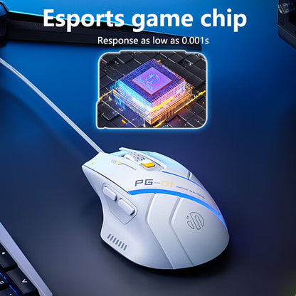 Mouse Inphic PG1 com Fio para Escritório/Jogos com 12 Efeitos de Iluminação RGB e 12800DPI, Adequado para Desktops e Laptops