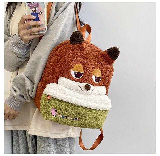 Mochila de pelúcia fofa Disney Nick e Judy, mochila de desenho animado ultraleve de grande capacidade, bolsa de boneca para estudantes, presente infantil