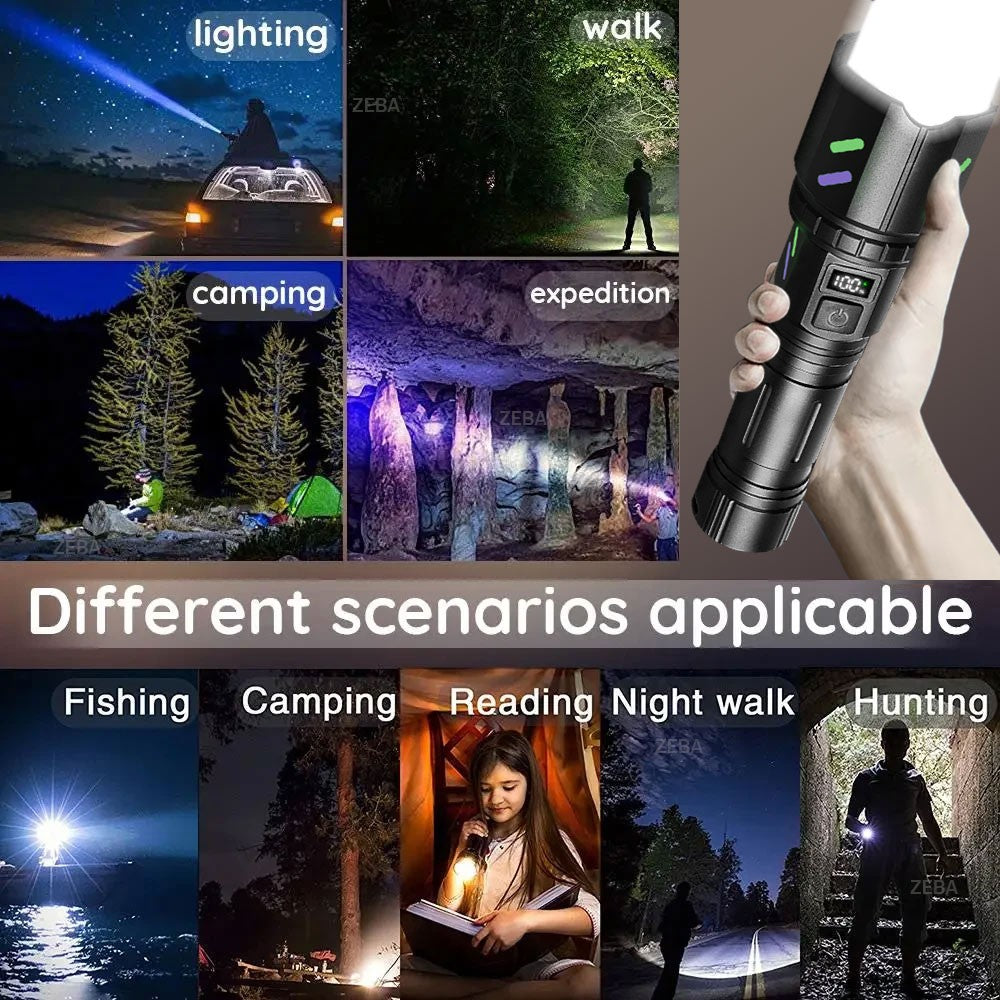 Ultra Powerful Windproof Fire Starting Flashlight Rechargeable High Power Torch Focused Light Source Can Light A Flame Lantern