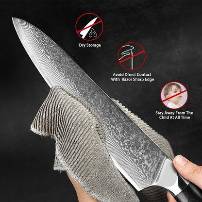 Japanese Damascus Steel Kitchen Chef Knife 1-9 PCS Set Ultra-sharp Cleaver Paring Bread Boning Knife Ergonomic G10 Handle