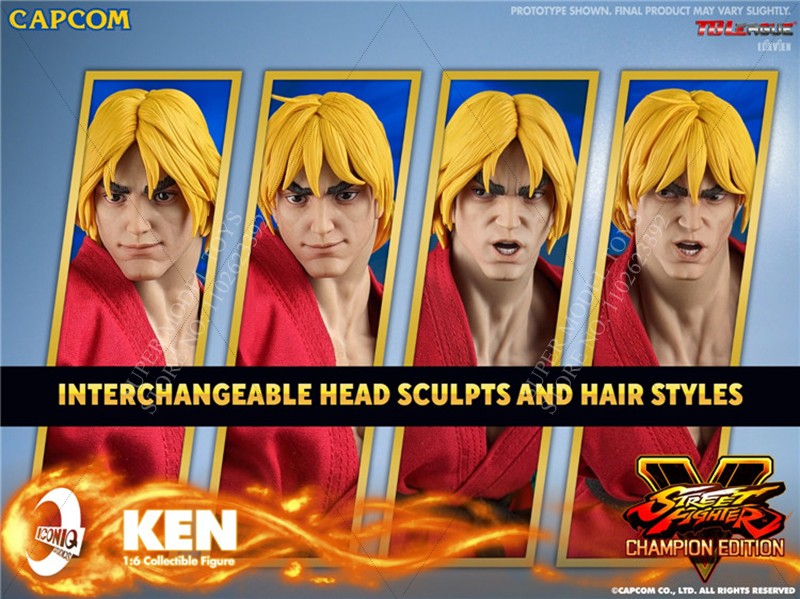Iconiq Studio x Capcom IQGS-04 1/6 Escala Homem Soldado Ken Masters Lutador Conjunto Completo Boneco de Ação Colecionável de 12 polegadas