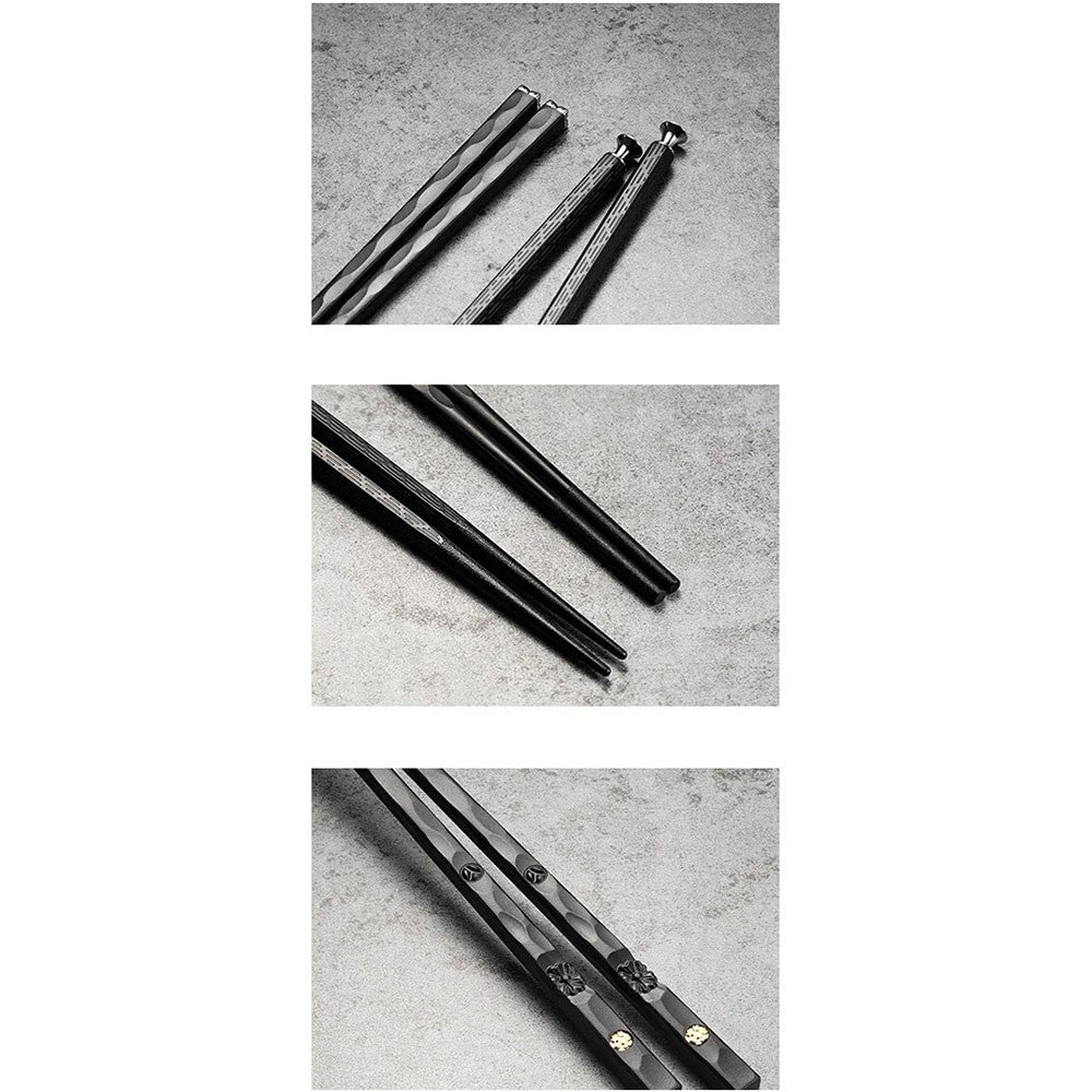 5 Pares de Hashis Japoneses Chineses Sushi Antiderrapantes Reutilizáveis de Metal Conjunto de Hashis Coreanos Conjunto de Talheres de Liga Saudável