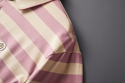 High End Design Men's Polo Shirt Striped Letter Print Short Sleeve Lapel T-Shirt Summer New Business Versatile Casual Men's Wear