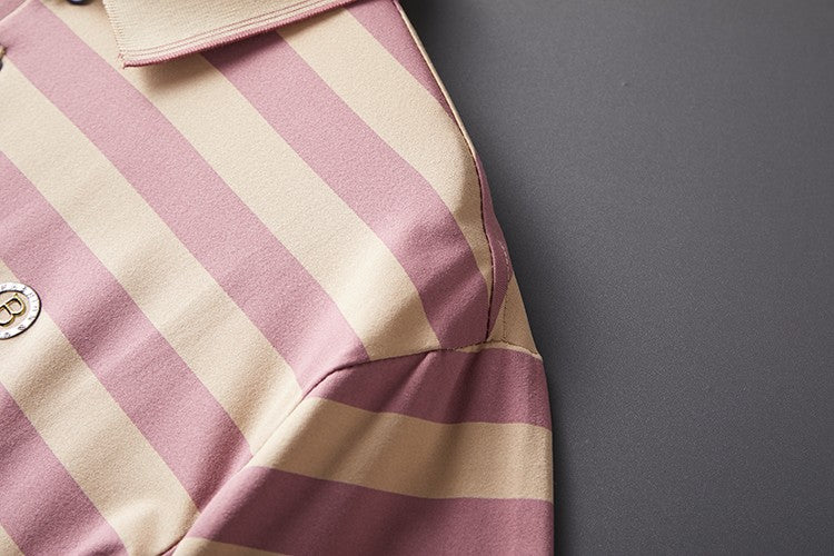 High End Design Men's Polo Shirt Striped Letter Print Short Sleeve Lapel T-Shirt Summer New Business Versatile Casual Men's Wear