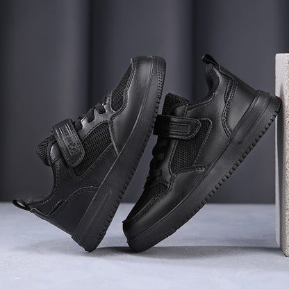 Children's Fashion Sports Shoes Black Student Kids Boys & Girls Non Slip Flat Walking Shoes Lightweight Breathable Tennis