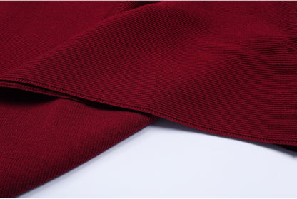 High Quality Spring And Autumn New Fashion Knitted Heavy Industry Pearl Slim Fit And Slimming Round Neck Long Sleeved Dress