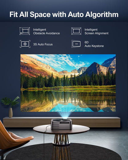 Projetor LED ULTIMEA Nativo 1080P Full HD 4K WiFi Bluetooth com Foco Automático, PK DLP Vídeo Projetor Smart Home Theater