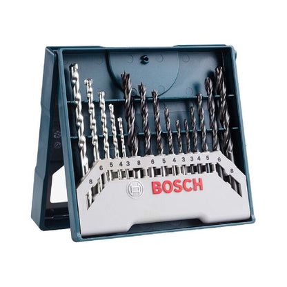 Kit de Brocas Bosch Elétrica Mistas 15Pçs 3/4/5/6/8mm Conjunto de Brocas para Madeira/metal/pedra Acessórios de Perfuração para Carpintaria Perfurador de Furo