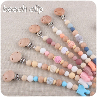Baby Soother Nipple Clip Infant Dummy Holder Strap Pacifier Chain Silicone Beads for Baby Chew Toy Teether Teething BPA Free