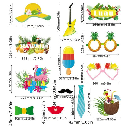 29 piece set of Hawaiian photography props for summer beach parties and tropical themed photography
