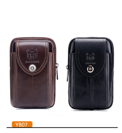 BULLCAPTAIN  MEN'S Leather BELT WAIST Bag Military Fanny PACK Molle Small Money Phone WAIST PACK Bum Pouch PURSE