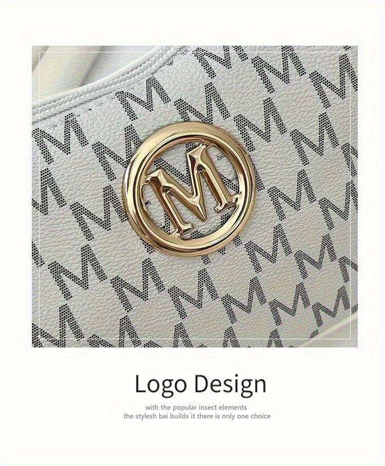 Vintage Underarm Bag for Teenager Letter Print Crossbody Small Square Bag with Chain Shoulder Handbag Adjustable Crossbody Strap