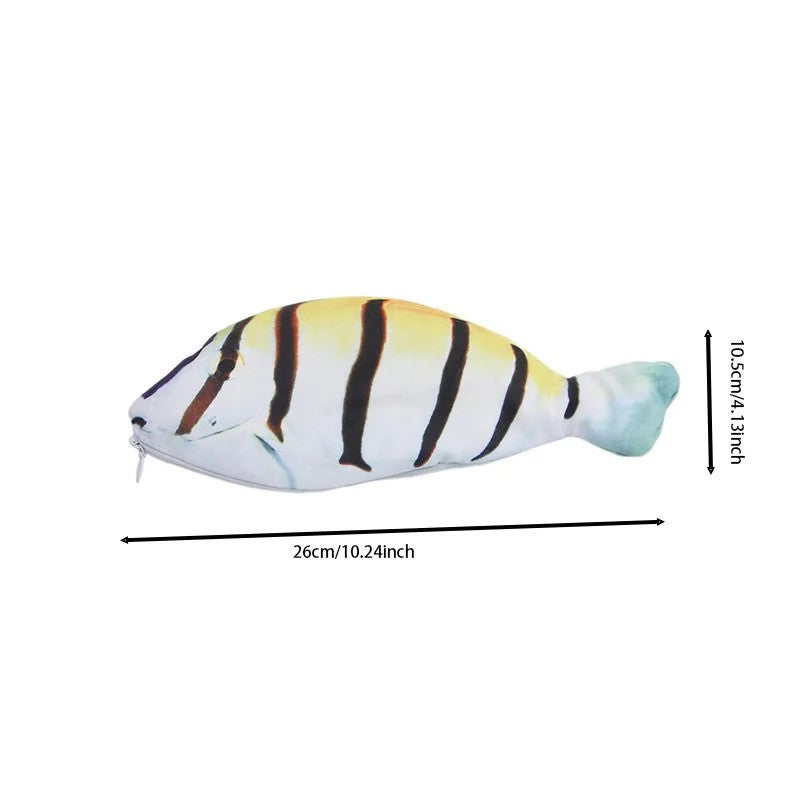 Carp Pen Bag Realistic Fish Shape Make-up Pouch Pen Pencil Case With Zipper Makeup Pouch Casual Gift Toiletry Wash Funny Handbag