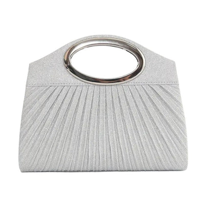 Evening Bag Ladies Pleated Party Lightweight Clutches for women solid silver black champagne handbags