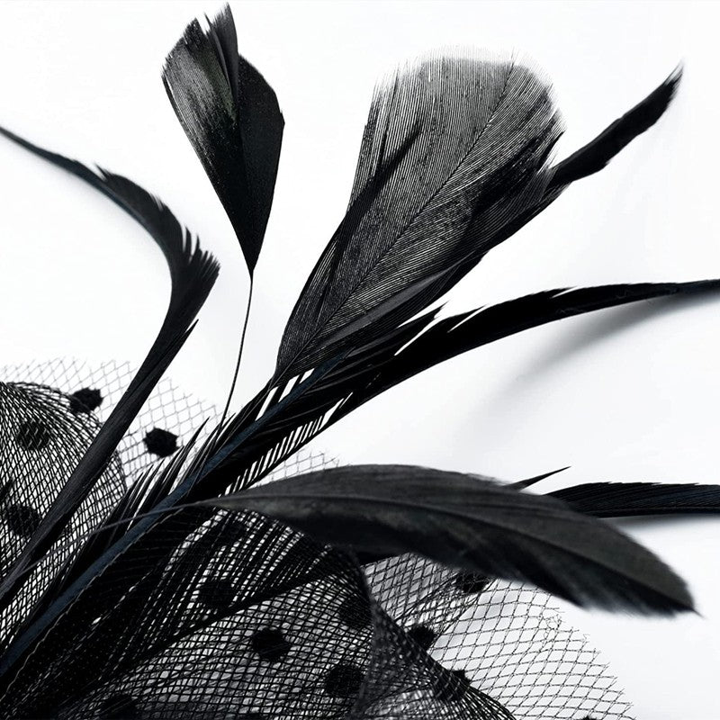 New 12 Color Net and Feather Fascinator Hat Headband Alice Headband Clip Mesh Flower Wedding Cocktail Hair Accessories Tea Party