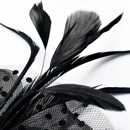 New 12 Color Net and Feather Fascinator Hat Headband Alice Headband Clip Mesh Flower Wedding Cocktail Hair Accessories Tea Party
