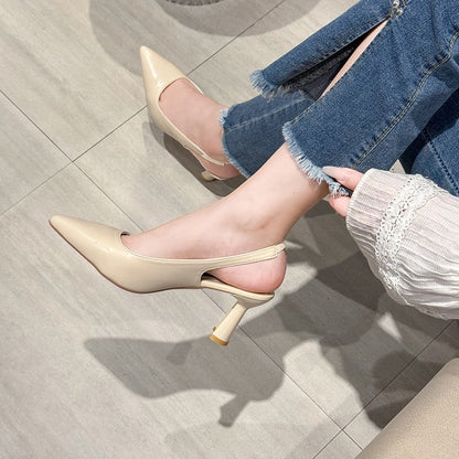 New style pointed-toe fashionable high heels women's thin-heel outdoor toe-cap sandals with shallow back opening single shoes