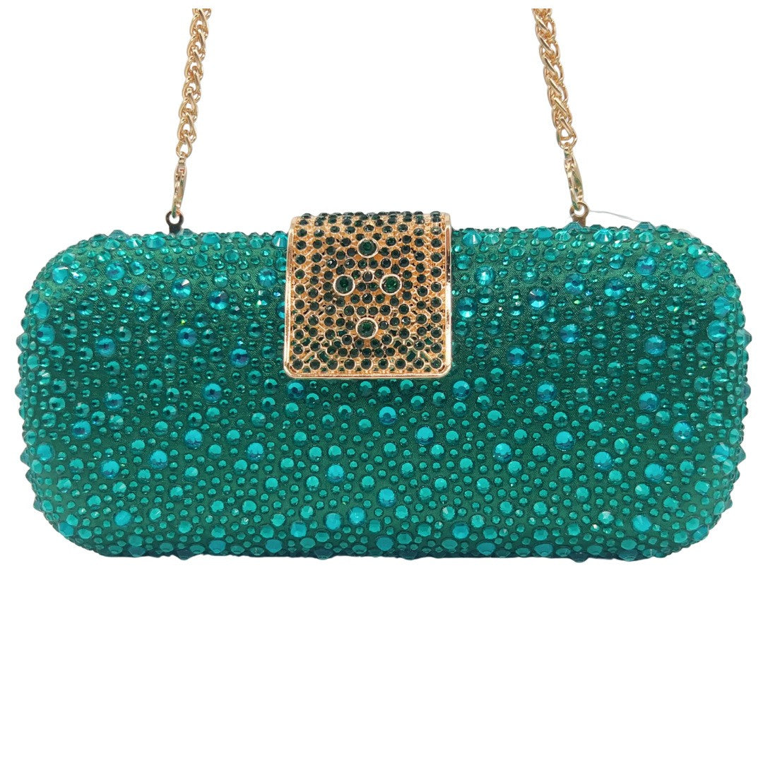 XIYUAN Women Green Crystal Evening Clutch Bag Glittering Purple Rhinestone Handbag Wedding Party Purse Full-diamond Bridal Bags