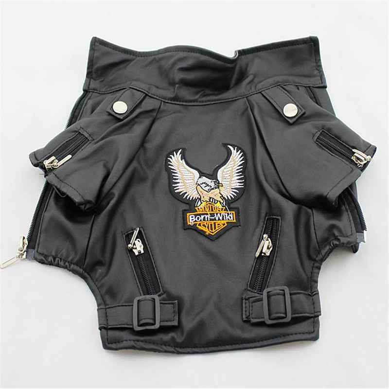 Casaco de Cachorro Padrão Águia Gloriosa Jaqueta de Couro PU Macio Impermeável para Exterior Roupas da Moda para Cães Pequenos (XXS-XXL)