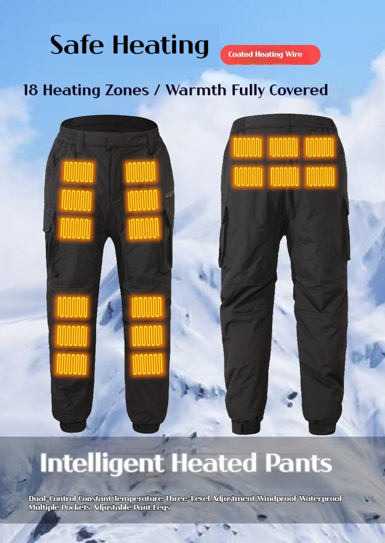 18 Zone Knee Heating for Men Women Winter Thermal Heating Pants Heated Pants Electric Trousers Ski Hunting Hiking Outdoor Work