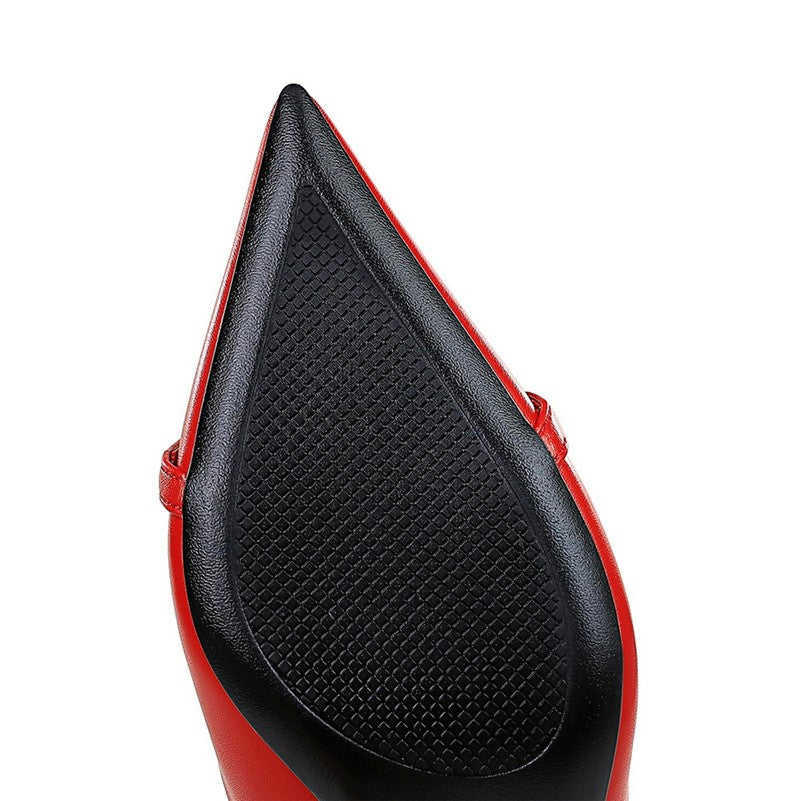 Women 7cm High Heels Pumps Lady Scarpins Fetish Nightclub Blue Nude Low Heels Wedding Party Metal Chain Buckle Fetish Prom Shoes