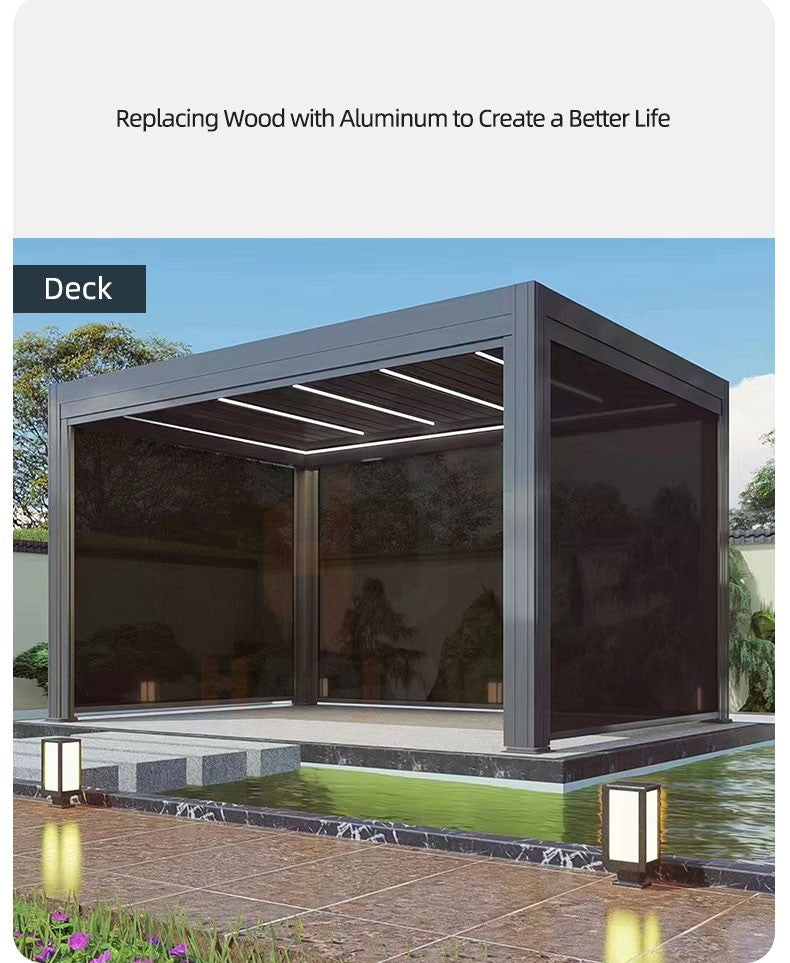 Outdoor Garden Gazebo Sun Room Waterproof Aluminum Pavillion 4x3 3x6 Electric Metal Louvred Pergola Bioclimatica roof Customized