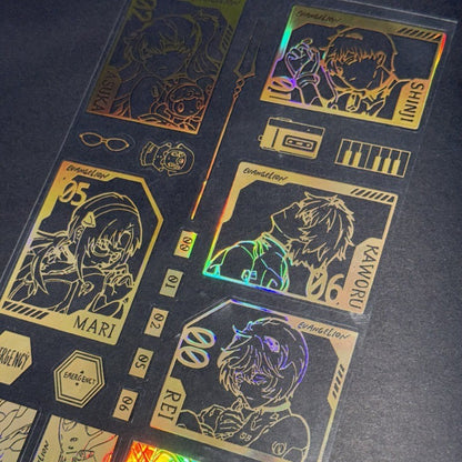 Evangelion Eva Anime Sticker Cartoon Laser Metal Sticker Notebook Headset Mobile Phone Tablet Decorative Waterproof Sticker Gift
