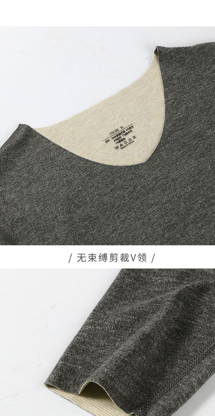 Seamless thermal underwear men's set V-neck thickened and fleece winter winter tight wool base long Johns