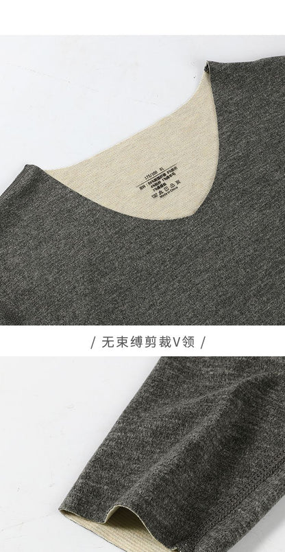 Seamless thermal underwear men's set V-neck thickened and fleece winter winter tight wool base long Johns