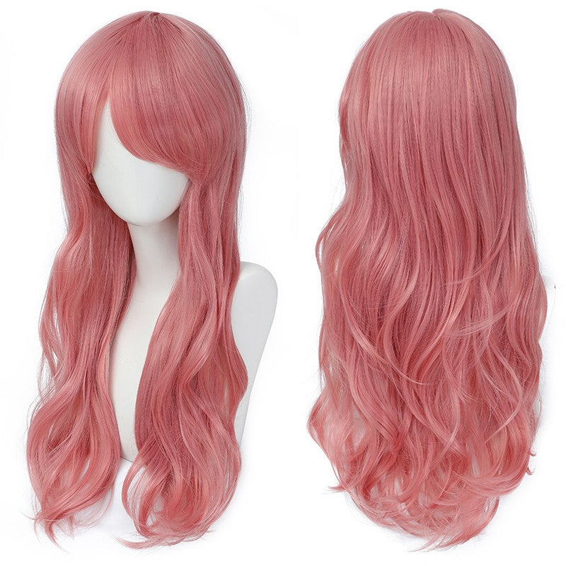 Peruca Cosplay Anime Versátil Multicolorida Cabelo Longo Cacheado com Cabelo Levemente Cacheado Peruca de Fibra Sintética